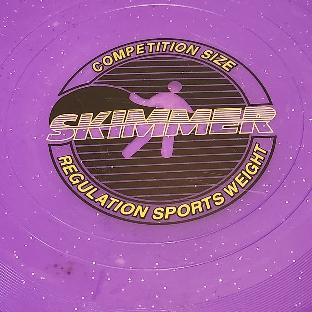 Vintage SKIMMER Sport Disc Golf Frisbee Purple Glitter Comp Size Reg Weight 11"